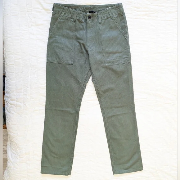 NWT Green Patagonia Organic Cotton Herringbone Utility Pants, Hiking Trousers - Picture 3 of 16
